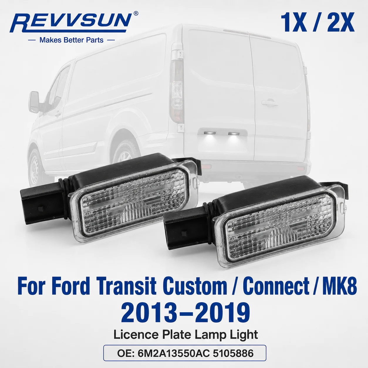 License Plate Lamp Light For Ford Fiesta Focus C-Max Kuga Mondeo S-Max Galaxy Tourneo Custom Transit Custom 6M2A13550AC 5105886