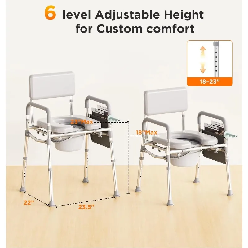 Aluminum Alloy Commode Chair Medical Class II Multifunctional Bathroom Safety Toilet Chair for Elderly Pregnant Women