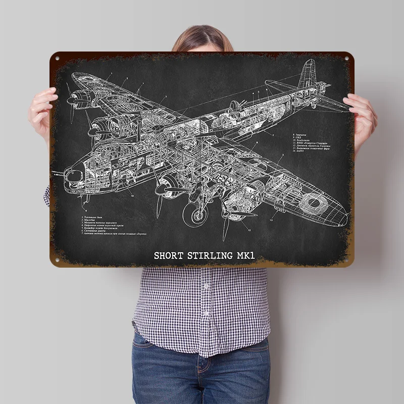 SHORT STIRLING MK1 Tinplate Poster Customized Wall Art Retro Vintage Metal Signs for Fans Interior Accessories Room Decoration