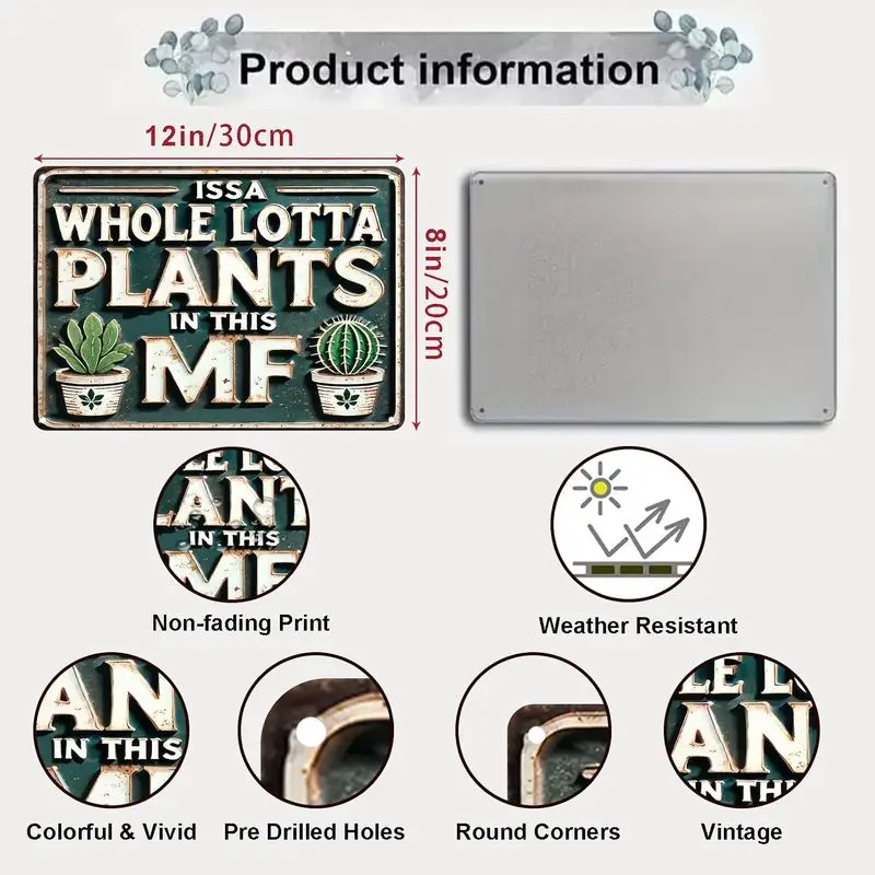 Funny Plants Metal Sign ISSA Whole Lotta Plants Vintage Tin Sign Garden Outdoor Wall Decor Home Bar Cafe Decoration