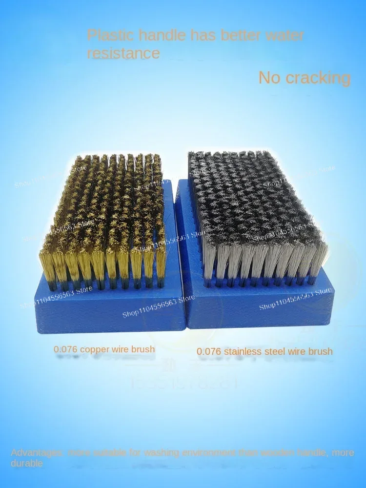 ​​Plastic Handle Fine Wire Brush, 0.076mm Copper/Stainless Steel Hybrid Bristles for Precision Cleaning & Surface Finishing