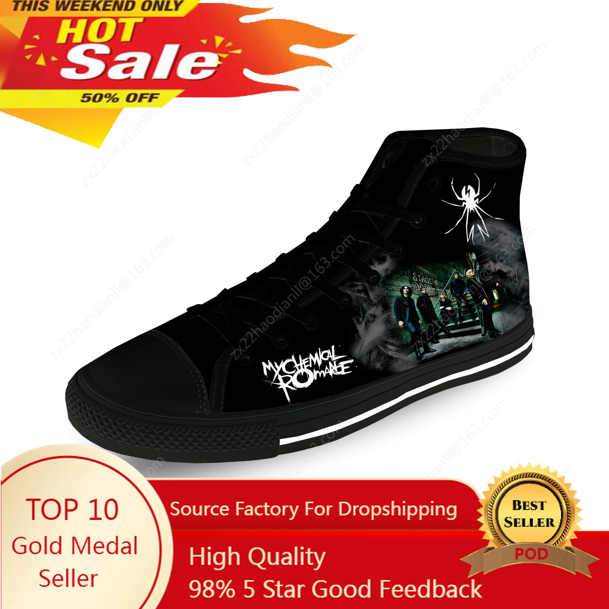 

My Chemical Romance MCR Rock Band Casual Cloth 3D Print High Top Canvas Fashion Shoes Men Women Teenager Breathable Sneakers