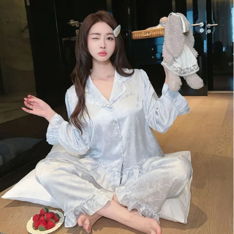 pyjama-jacquard-en-soie-glacee-pour-femme-manches-longues-pantalon-strass-dentelle-ensemble-deux-pieces-vetements-de-nuit-vetements-de-maison-printemps-automne-2025