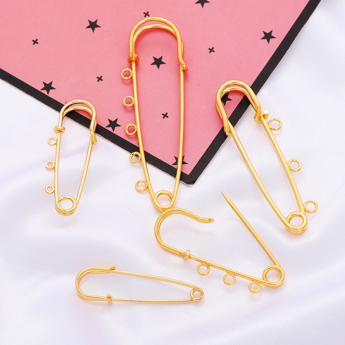 1Pcs 18K Gold Plated Brass Copper Safety Pins Brooch Sewing Tools for DIY Jewellery Sewing Accessories Clothing Garment Supplies