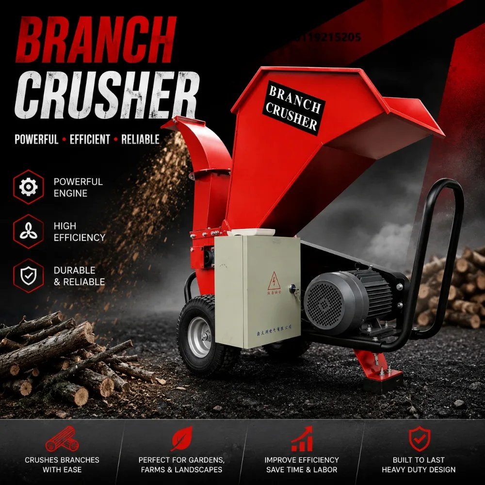 Mini Wood Chipper Machine Electric Portable Small Garden Branch Shredder Compact Agricultural Tree Processing Equipment