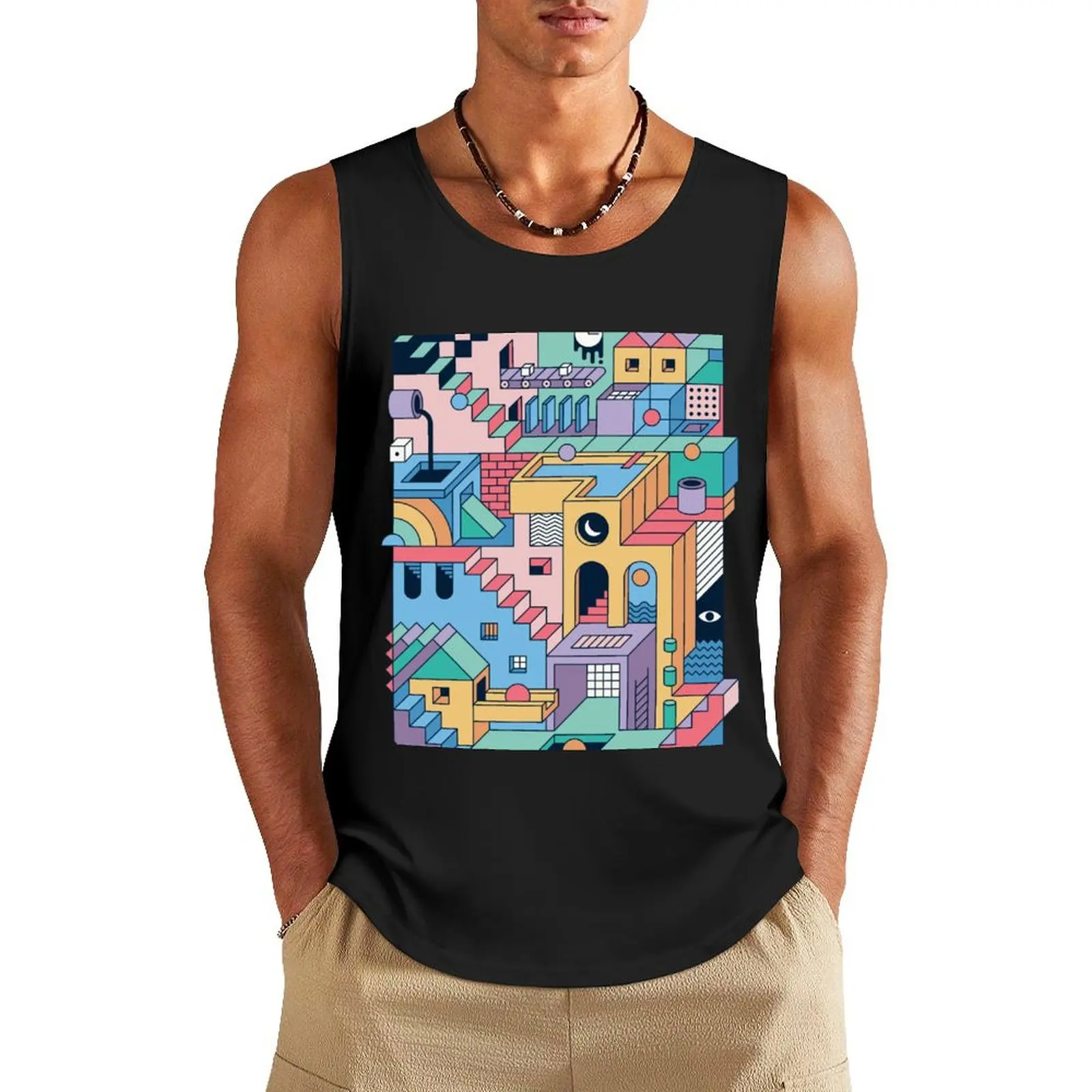 80's Escher Tank Top Men's t shirt bodybuilding for men fitness