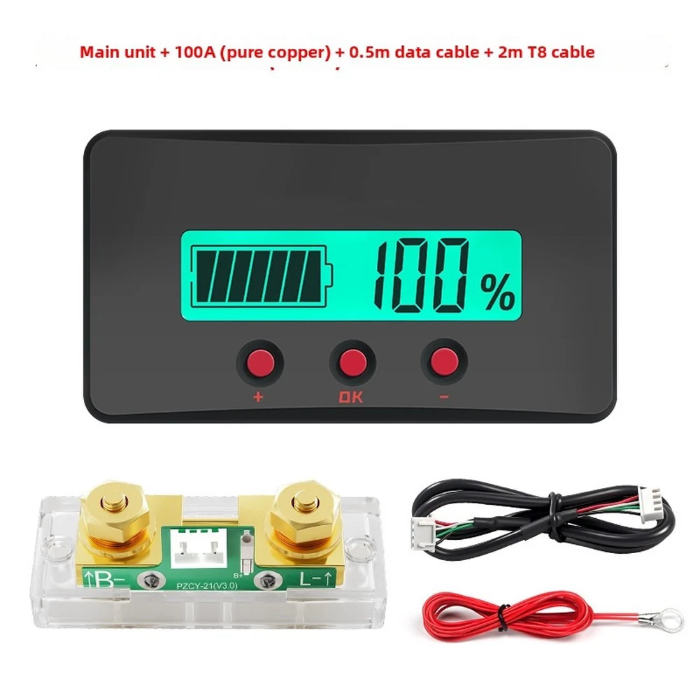 PZEM-033 Battery Capacity Analyzer 8-120V 400A Current Monitor Coulomb Counter With Multiple Shunt Options Black