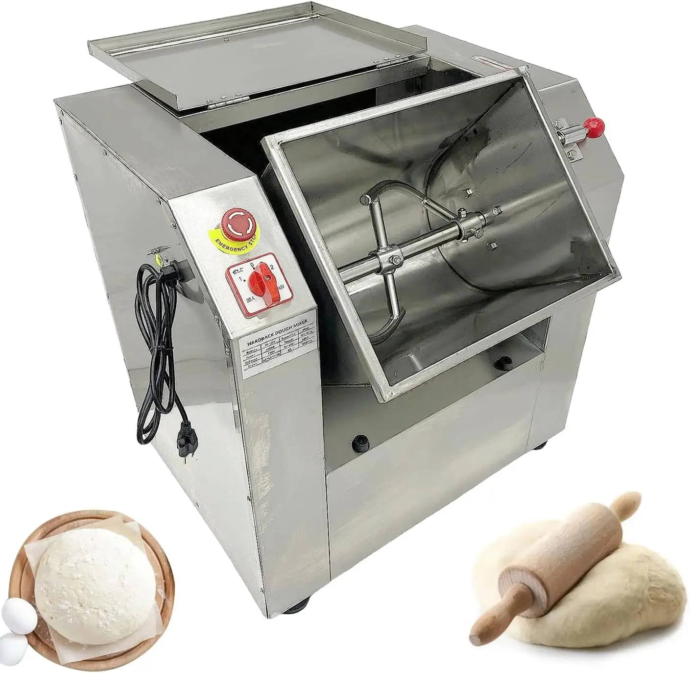 

Commercial Dough Mixer Bidirectional Rotation Dough Kneading Machine 55lbs Capacity Mixable Minced Meat Flour Mixing Machine110V