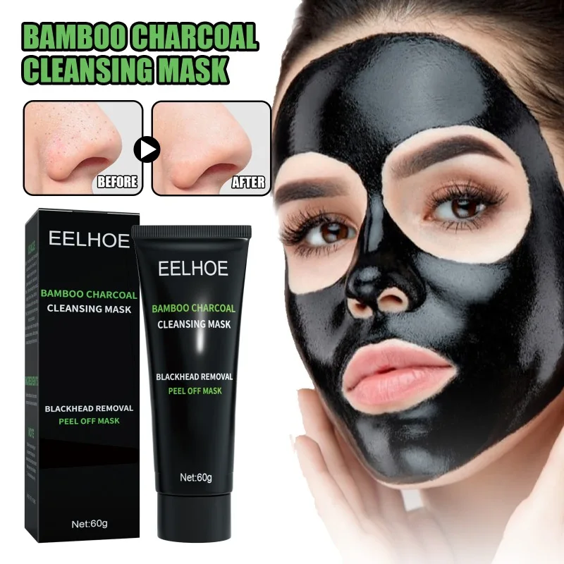 1-4PCS Carbone di bambù Peel Off Maschera per il viso Pulizia profonda Rimozione di comedone Minimizzatore dei pori Trattamento dell'acne Controllo dell'olio