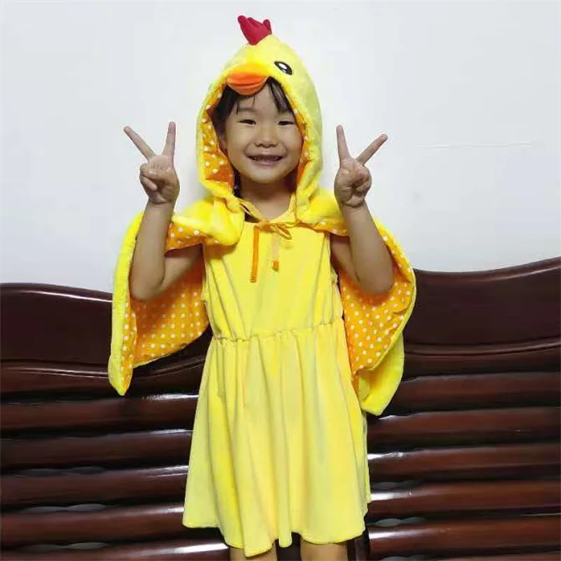 Toddler Chick Costume Kids Duck Costume Halloween Baby Rooster Costume Chicken Dress Tops Capelet and Pants Set