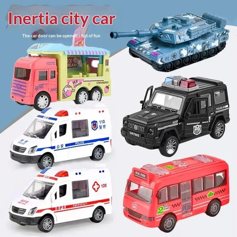 Fire Truck Rescue Ambulance Police Car Model Set Openable Doors ABS Material for Kids Educational Play Gifts