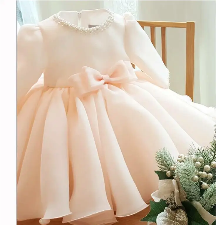 Long Sleeve Baby Girl Dress Baptism Dresses for Girls 1st year birthday party wedding Gown Christening baby infant clothing