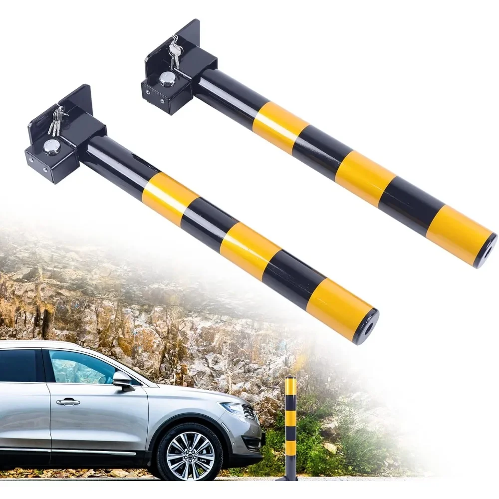 2 Parking Barrier Lockable Bar Folding Vehicle Safety Bollard Folding Parking Barrier Lockable Parking Posts 600 mm H