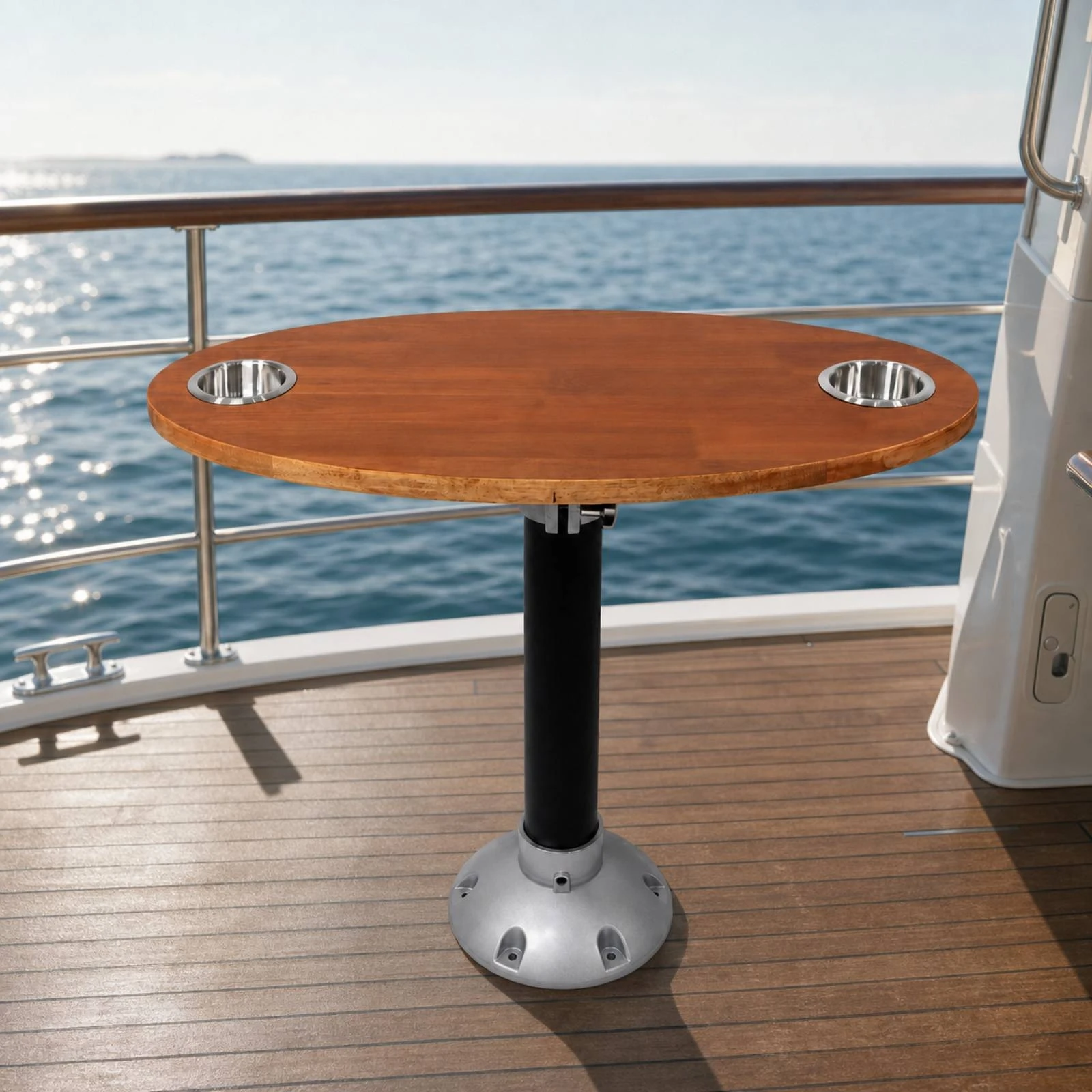 Boat Tea Table Removable Marine Table with Cup Holders Sturdy Long-Lasting for Boats, Yachts