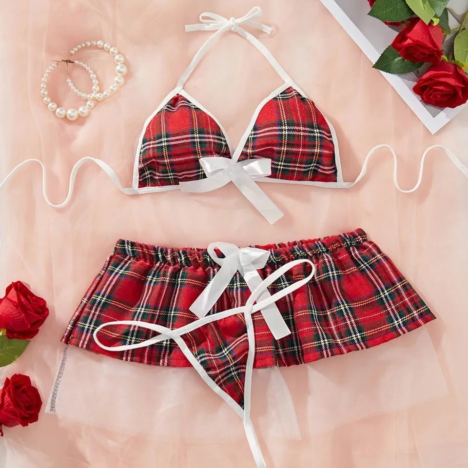 Cosplay Schoolgirls Uniform Women Erotic Sexy Lingerie Set Babydoll Backless Bodysuit Skirt Neck-tie Transparent Porno Underwear