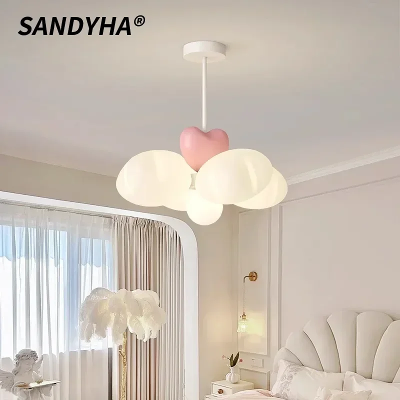

SANDYHA Cream Ceiling Light White Star Colorful Pendant Lamp Home Decoration for Bedroom Children's Room Led Hanging Chandelier