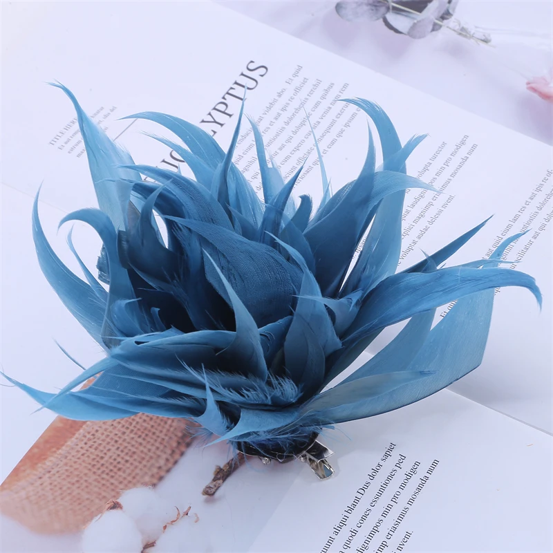 Corsage Kopf Blume Rip Flattern Feder Blume Kleidung Zubehör Kopfschmuck Brosche Dual Zweck Gans Feder Blume Diy