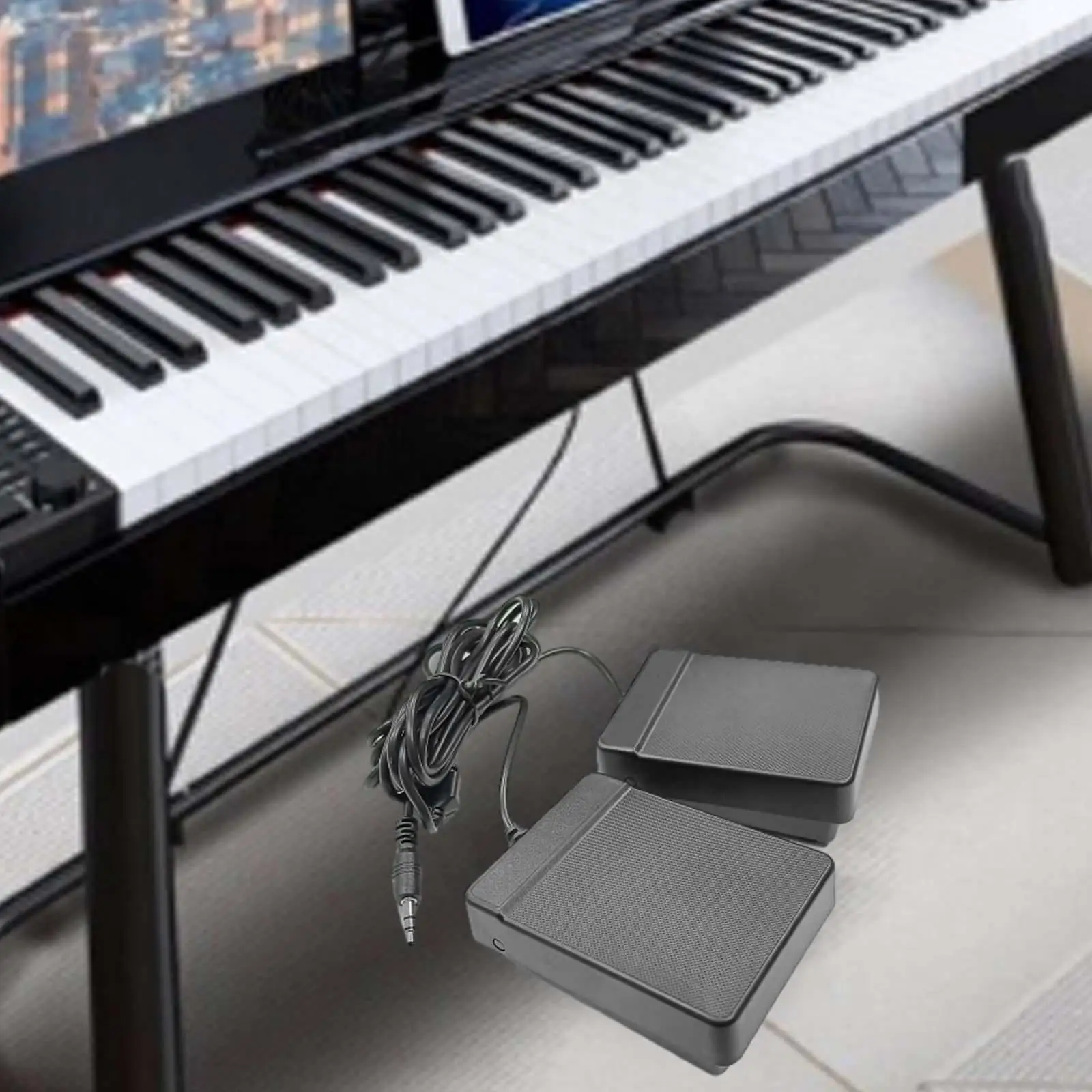 Universal Electric Keyboard Dual Sustain Pedal Compact Footswitch Piano Parts for Electronic and Hand Roll Drum