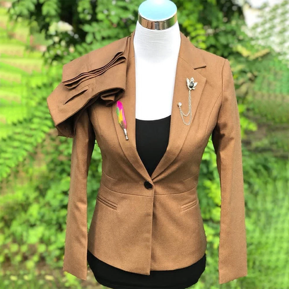 Slim Fit One-Button Women's Suits Elegant Work Female Clothing High Quality Notch Lapel 2 Piece Jacket Pants Sets Outfits