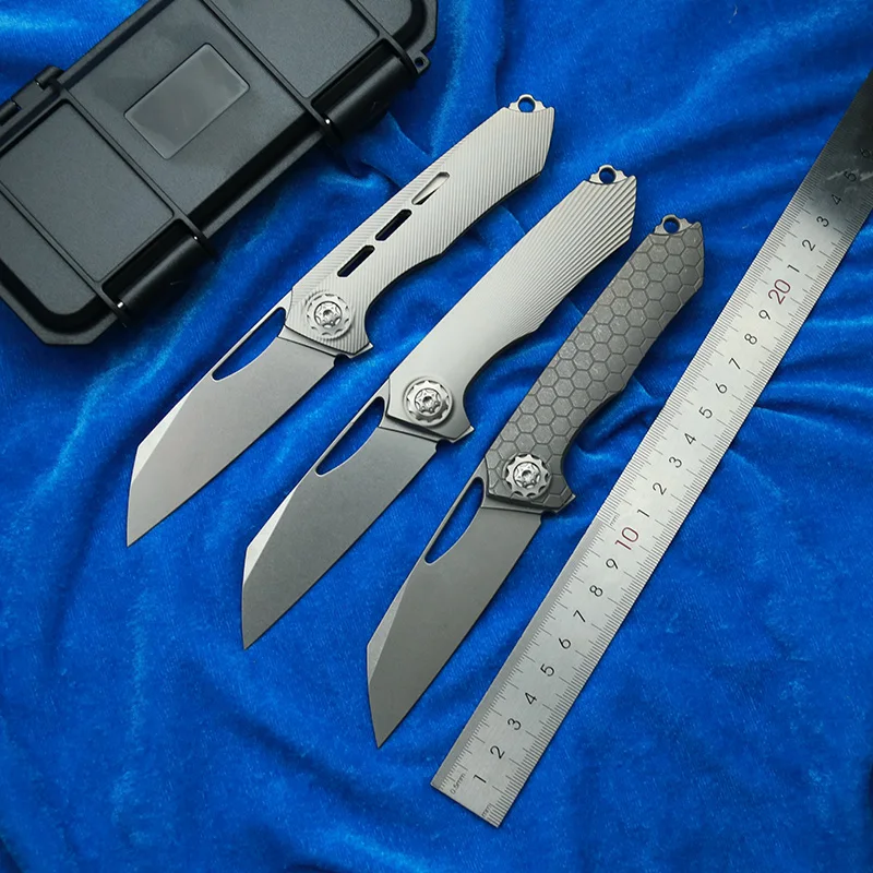Eutsler Neutralizer Titanium Handle Ceramic Bearing Pocket EDC Tool Kitchenware Hunt Camping 154CM Outdoor Folding Knife