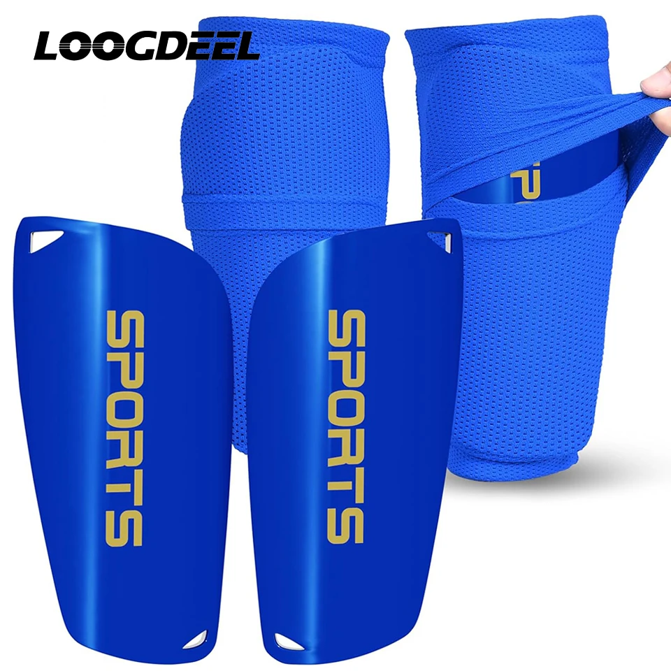 Loogdeel Kids Youth Soccer Shin Guards with Sleeves, Slip in Shinguards Soccer Shin Pads for  Boys Girls Child Teens Adults