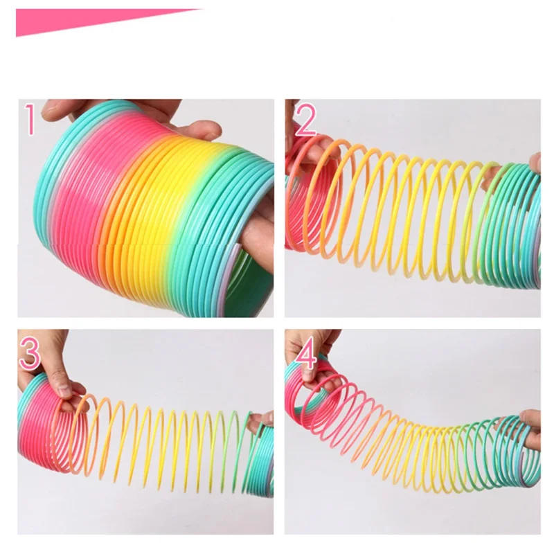 Regenbogen Coil Spring Toy Riesen klassische Neuheit Kunststoff Magic Spring Toy-tolles Geschenk für Jungen und Mädchen Geburtstag Weihnachten