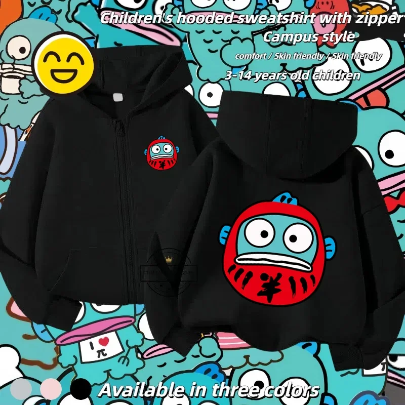 Hangyodon Anime Cartoon Children's Zipper Jacket Casual Fashion Cardigan Hoodie Boys and Girls Same Style 3-14 Years Old