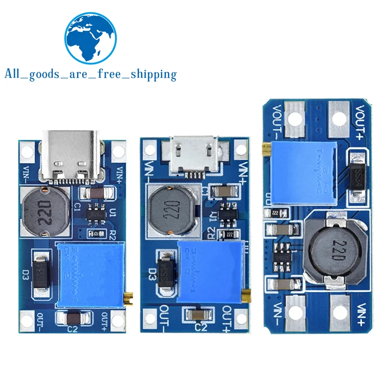 TZT 1/5/10PCS MT3608 Type-c/Micro USB 2A Max DC-DC Step Up Power Module Booster Power Module 3-5V to 5V/9V/12V/24V image 2