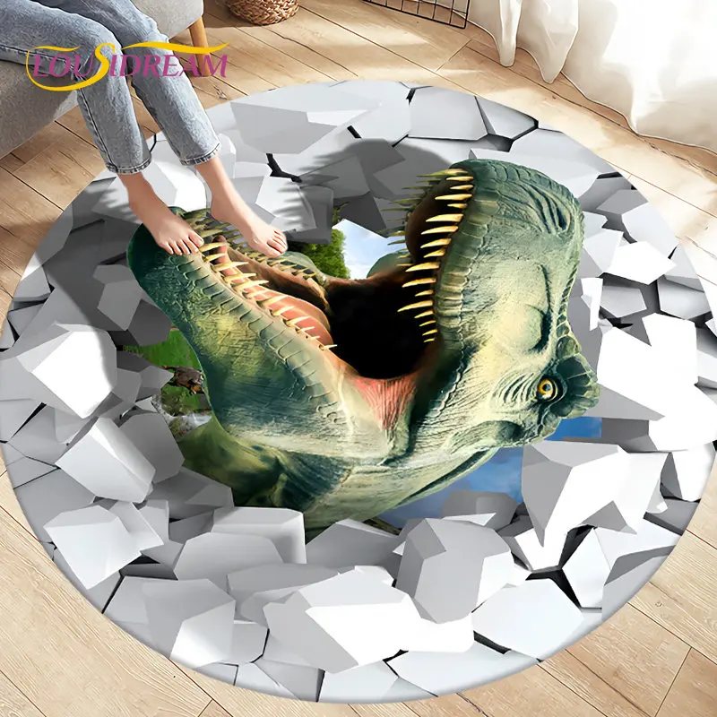 

3D Cartoon Dinosaur Round Rug Carpet Rug for Living Room Bedroom Sofa Decoration Children Play Crawl Soft Floor Mat Crawling Mat