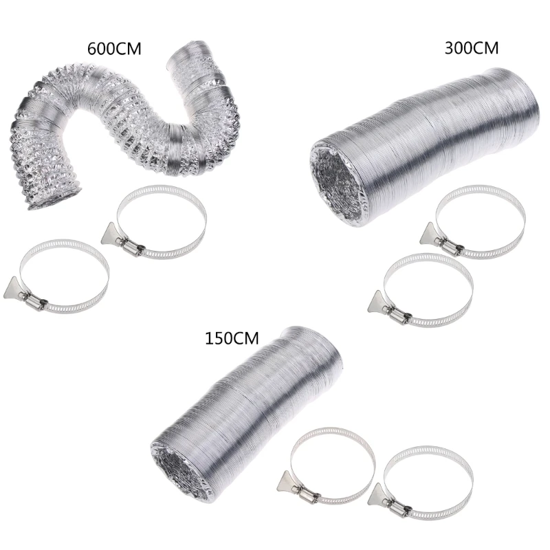 75mm Air Aluminum Foil Ducting Dryer Vent Hose For Ventilation 1.5/3/6M Ventilation Air Tube For Kitchen Bathroom