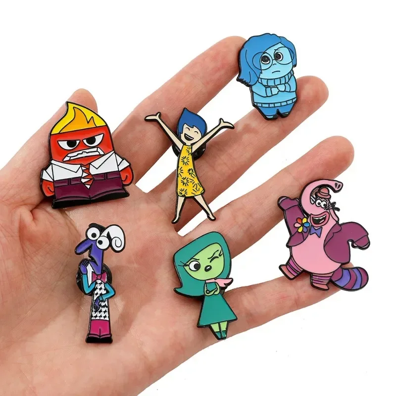 Disney Inside Out 2 Cartoon Brooch Cute Denim Jacket Lapel Pins Clothes Decoration Boys Punk Shirt Metal Badge Enamel Brooches