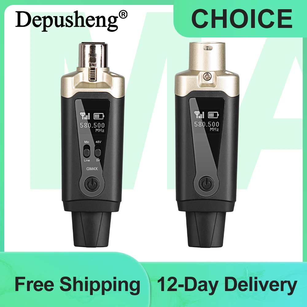 Wireless Microphone System XLR Mic Converter Adapter Depusheng MA5 UHF Automatic Transmitter Setup For Condenser Dynamic Mic