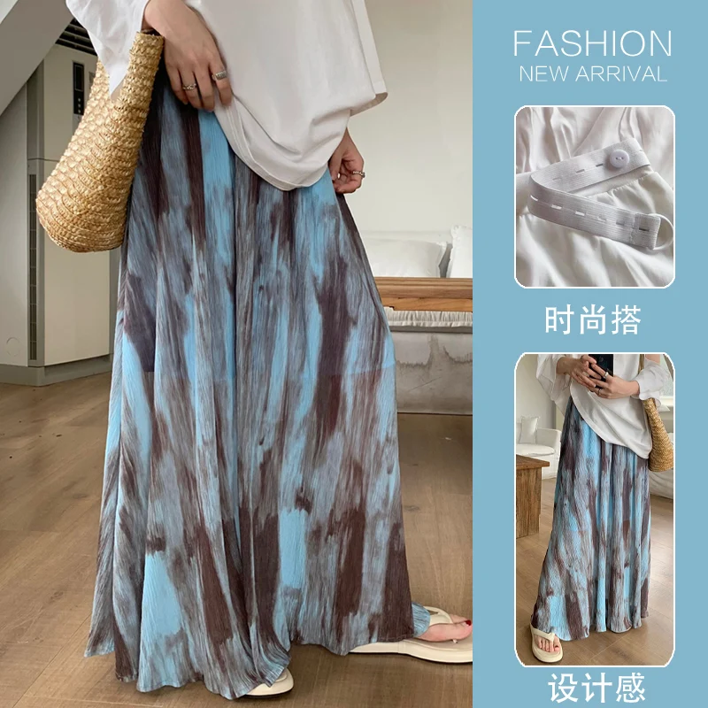 

Retro Tie Dyed Skirts for Maternity Summer Fashion Vacation Holiday Beach Long Skirts For Pregnant Women Loose A Line Drooping