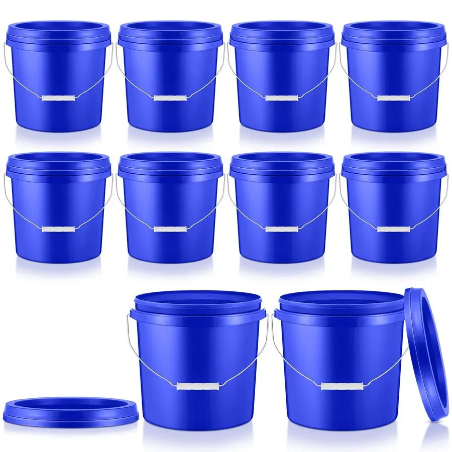

10 Pcs 2 Gallon Plastic Bucket with Lid Heavy Duty 2 Gallon Bucket Pail with Lid Handle for Storage Container Home Household Cle