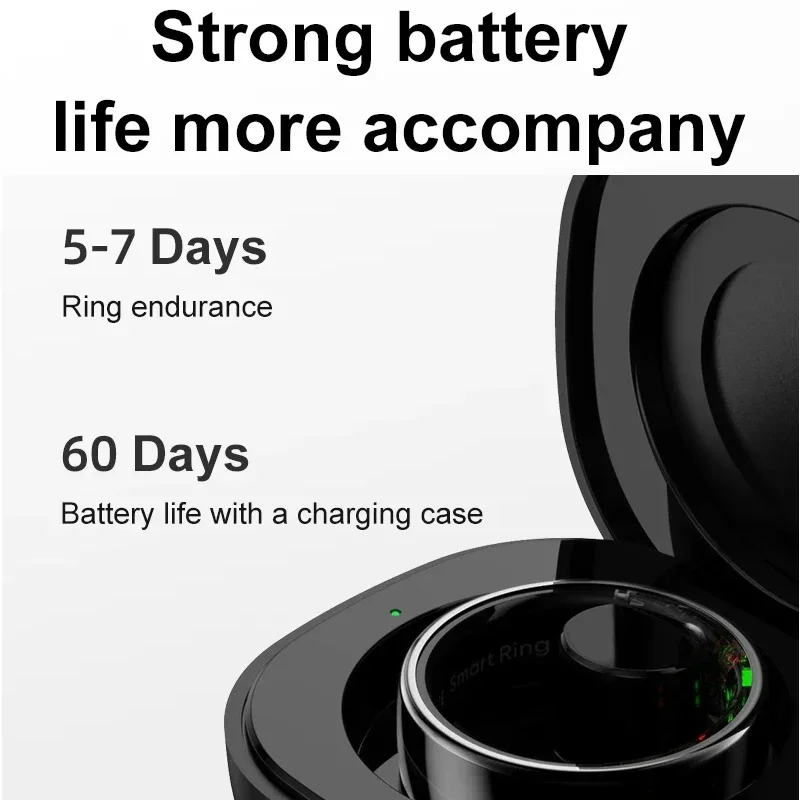 Smart Ring with Skin Temperature Measure,Message Call Reminder,Sport Health Sleep Monitor,IP68 5ATM,Music Video Control Function