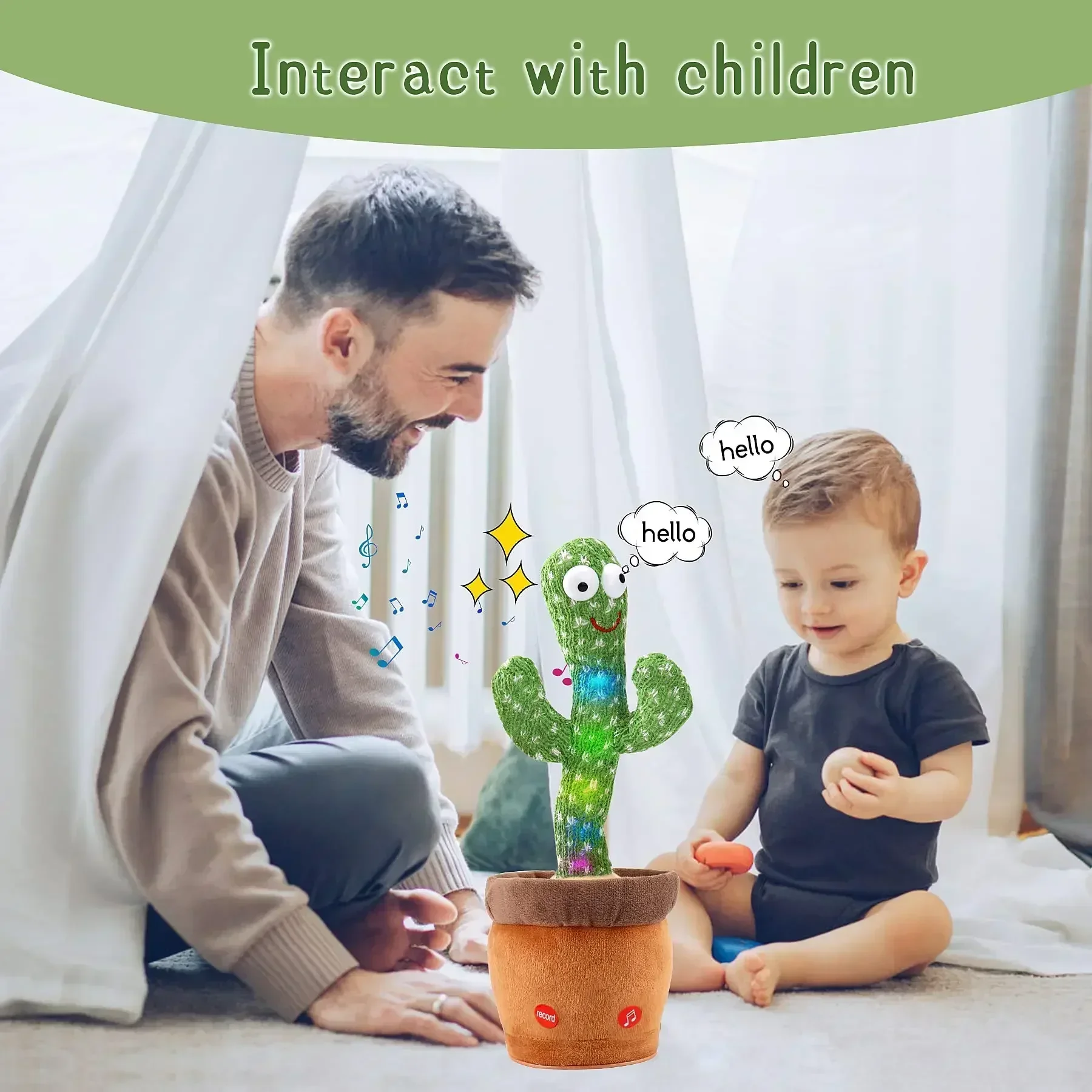 Juguete de Cactus parlante recargable para niños, bailarina, Cactus brillante, baile español, peluche electrónico