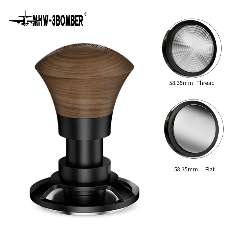 

MHW-3BOMBER 58.35mm Espresso Tamper,30lbs Coffee Tamper with Sound Feedback Walnut Constant Level Hand Tamper Fits 58mm Portafil