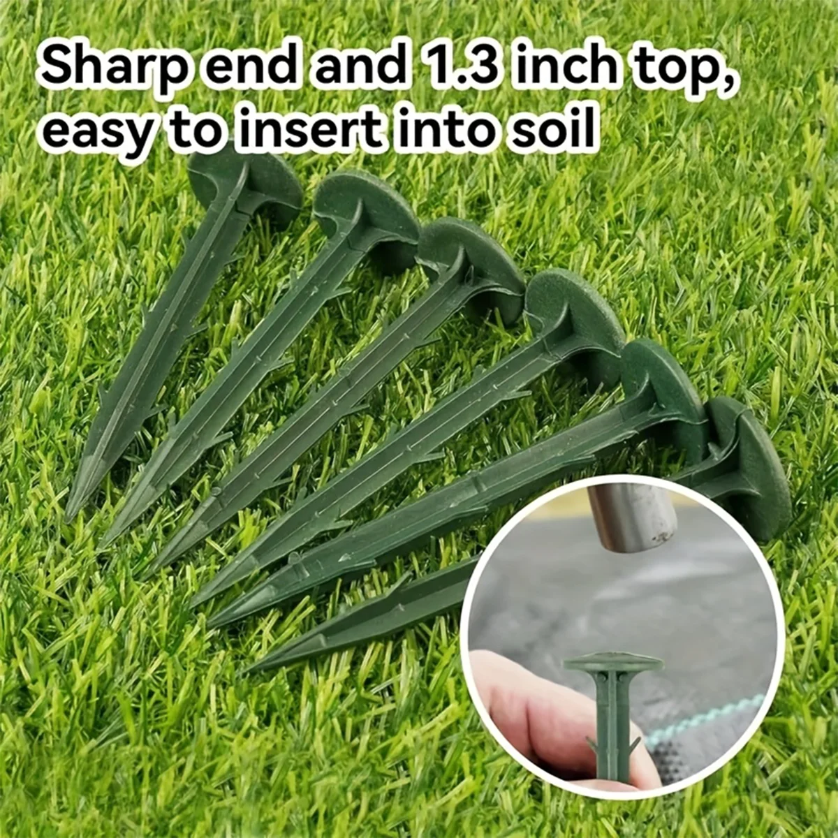 Plastic ground stakes, mulch fixing stakes, serrated barbed garden ground stakes, heavy-duty weed control fixing stakes