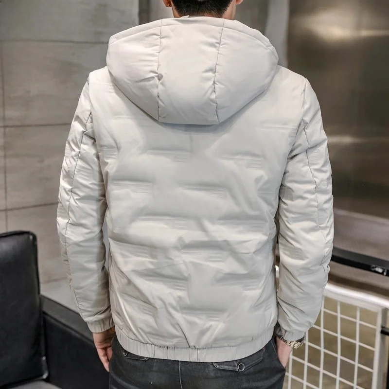 

Men's Cotton Jaet Hooded Lightweight Warmth Du down Coat Stand Fit Casual Leisure Polyester Fiber Inner Zipper ...