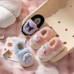 Pantofole in cotone per bambini originali Sanrio, scarpe calde in cotone con pile, pantofole in cotone con suola morbida antiscivolo per ragazze