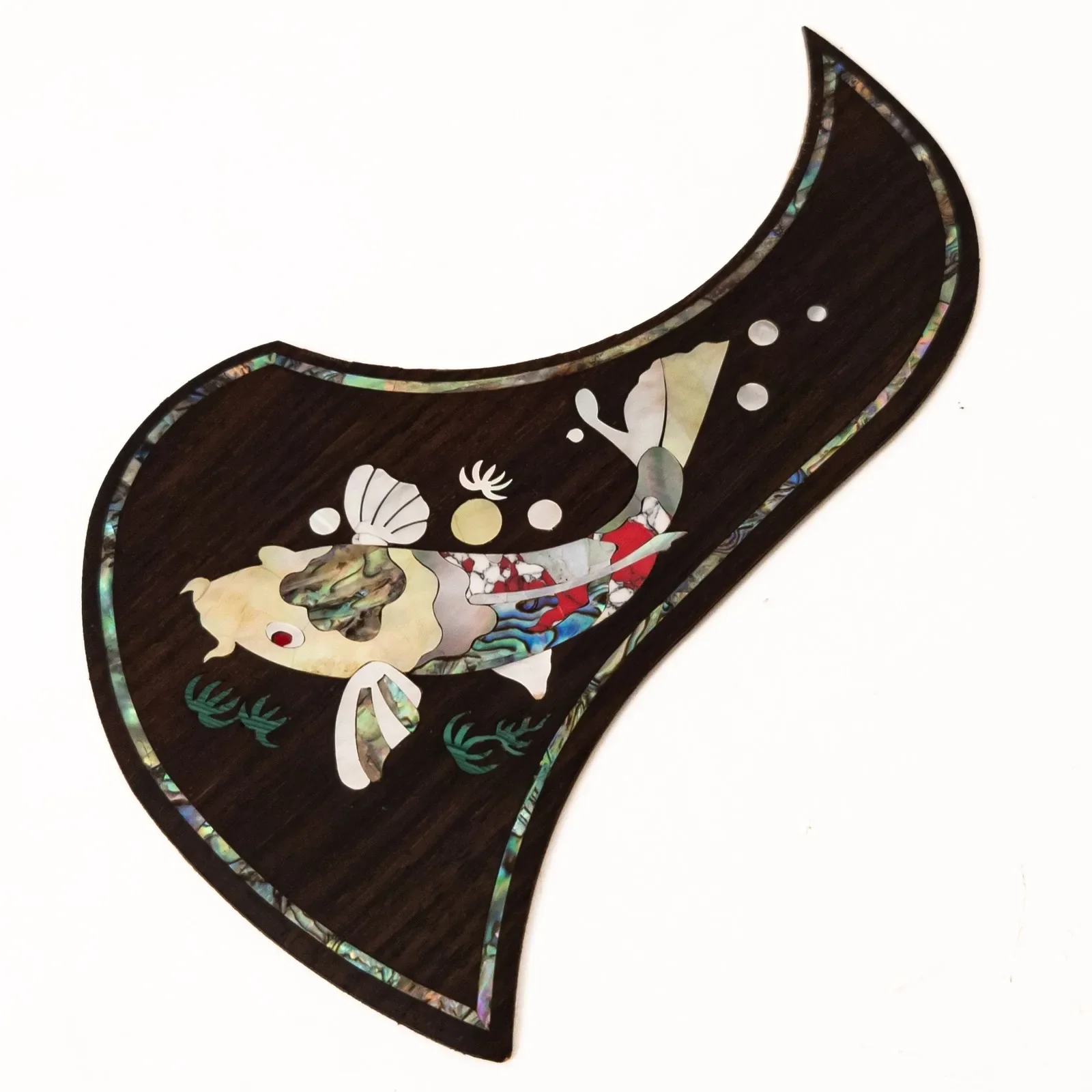Rosewood Acoustic Guitar Pickguard with Abalone Shell Inlay Self-Adhesive Scratch Plate for Guitar Protection Decoration