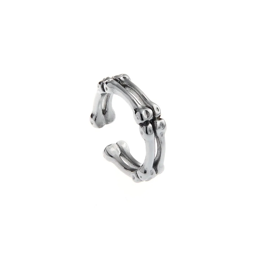 

*Bone design ring, high-end, men's titanium steel opening, cool and versatile Japanese style ring trend