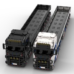 New spot 1:16 MOC-770S heavy engineering container DIY building blocks assembly model flatbed trailer truck head gift