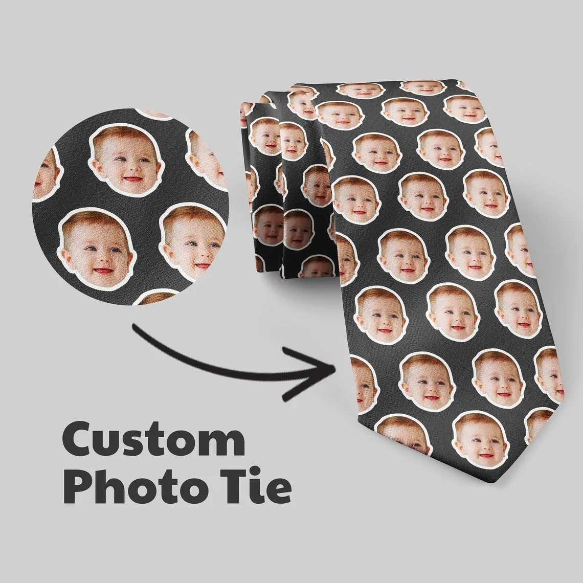 Customized Face Tie Your Picture Pet Child Personalized Funny Necktie Party Wedding Dinner Shirt Suit Accessories Gift Cosplay