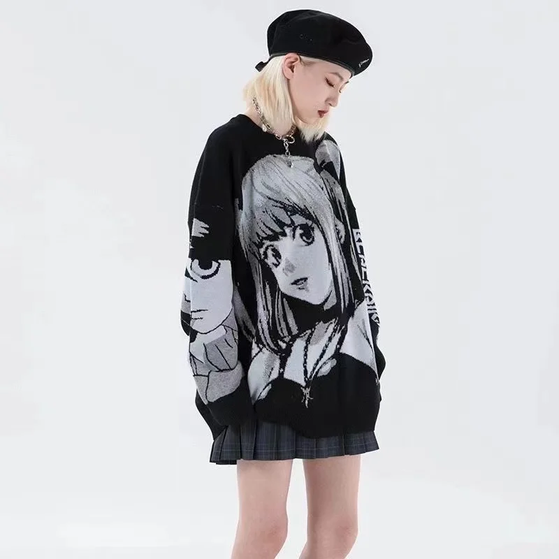 Y2K Women Hip Hop Streetwear Harajuku Sweater Vintage Japanese Style Anime Girl Knitted Soft Pullover Sweaters Female Clothes