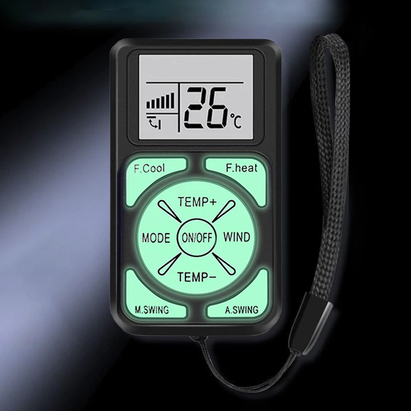 Mini Universal LCD A/C Remote Control Glow In The Dark Compatible With All Major Air Conditioner