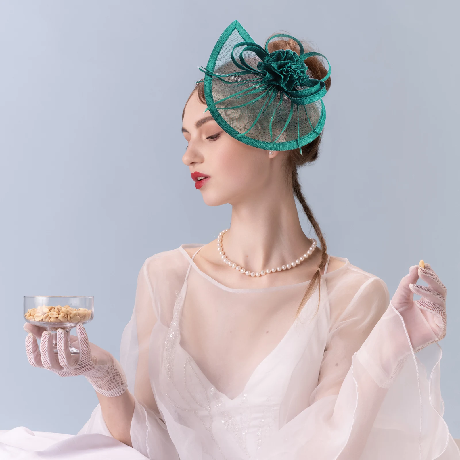 

Mesh Head Flower Hair Accessories Retro Fascinator Hat Headb Women Wedding Bridal Bridesmaid Tea Party Prom Concert Birthday