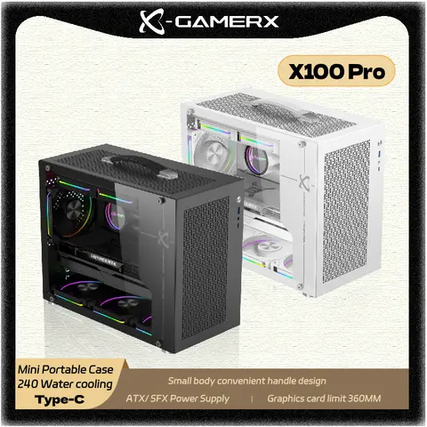 Power Train X-Gamerx X100 Pro MATX PC case TYPE-C port Transparent side 240 water-cooled ATX SFX power supply mini portable case