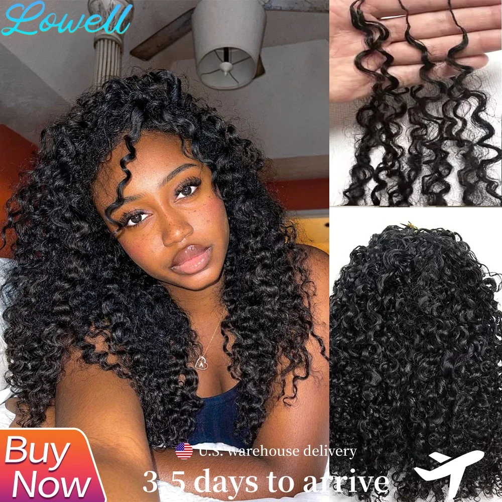 Small Spirals Burmese Curly Crochet Human Hair 12A Deep Pixie Curls Crochet Hair Pre Separated Knotless Miracle Knot Braids