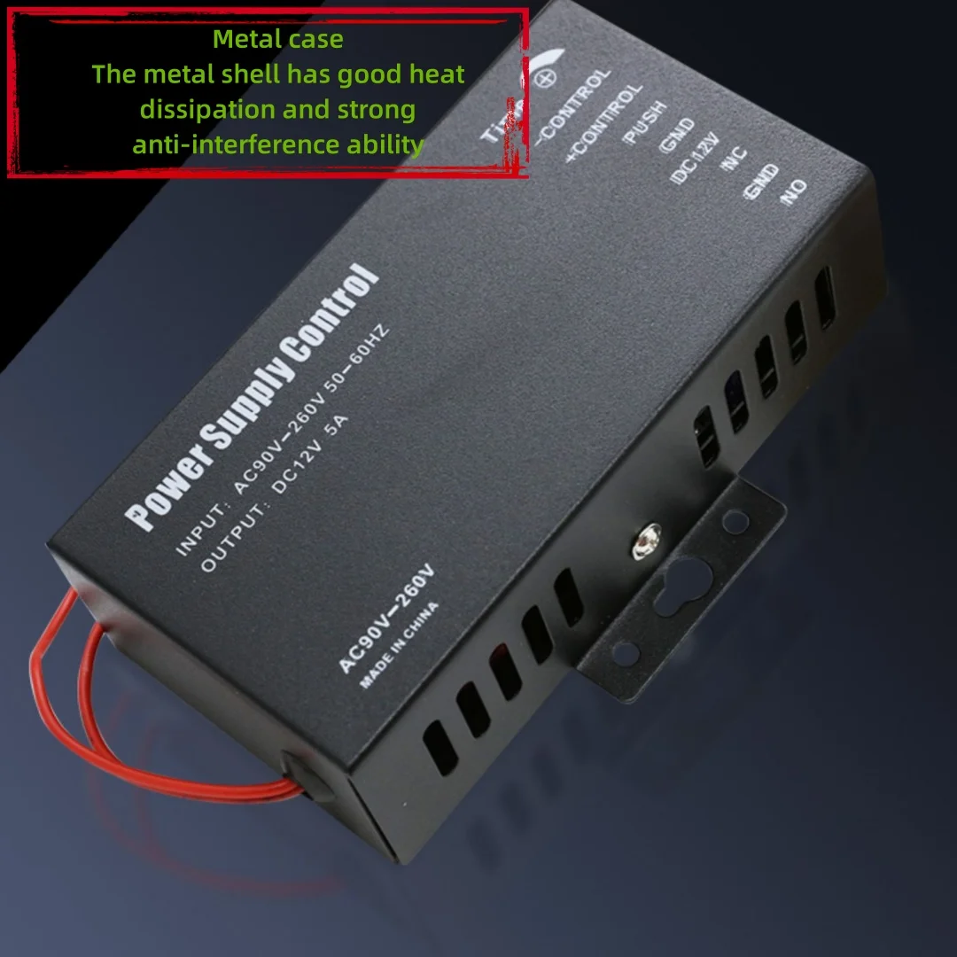 Mini 12V 5A Access Control Power Supply AC90-260V Adjustable Time Delay Electric Magnetic Lock Video Intercom Controller